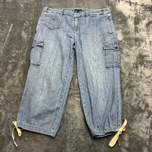 Tommy Hilfiger Jeans Womens 12 Blue American Freedom‎ Modern Rise Cargo Capris